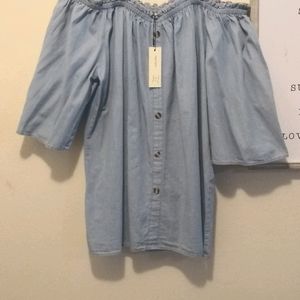 Beautiful Blue Jean off the Shoulder Top